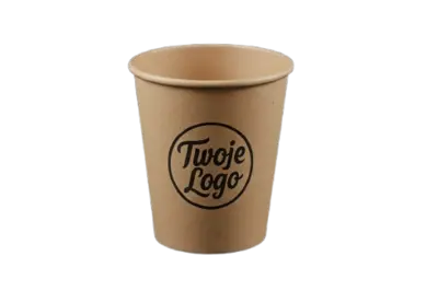 Kubek papierowy jednowarstwowy 180ml brązowy z nadrukiem